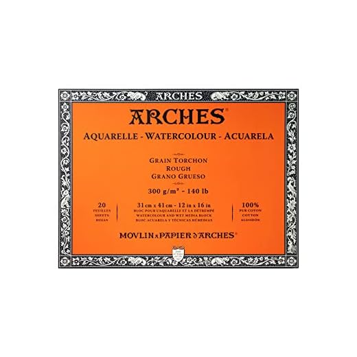 Arches 1795087 akvarellpapper i blocket (31 x 41 cm, limmade på 4 sidor, 300 g/m² grovkorn) 20 ark naturligt vita
