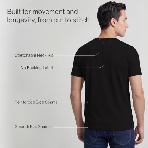Image of 100% Cotton Premium Crew Neck T-Shirt, Classic Tee for Men Short Sleeve | No Poking Labels, Ultra-Soft, Breathable, Everyday Essential, All Day Active Wear