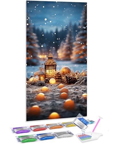 Punto de Cruz Diamante Jumpdot 5D de cabaña en la nieve para decorar tu habitación en 70x40 cm