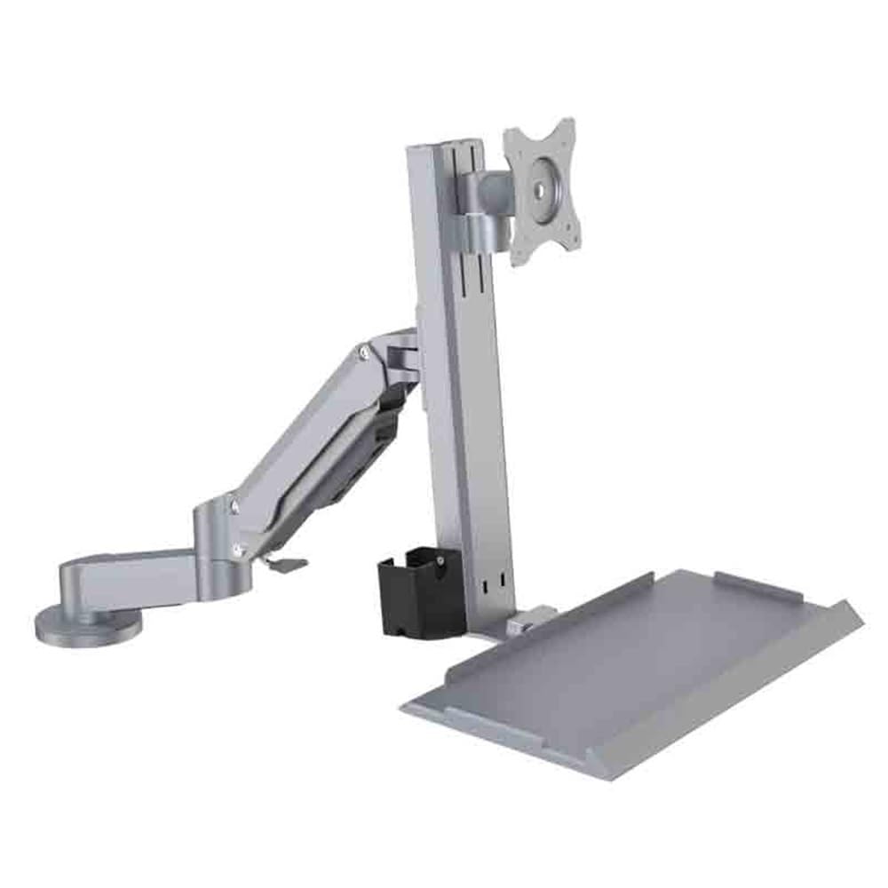 Monitor Stand Silver Dual Arm Table Style Monitor Stand with A Standard Tray That Can Rotate Display Bracket