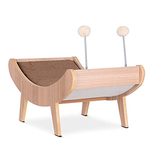 MC Haus Snail Cat Bed - Griffoir pour Chat avec Jouet, Tapis de grattage en Carton, lit et aiguiseur de Griffes Cover