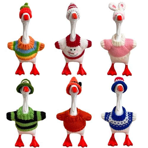 Fuzzivator 6 Set Holiday Desk Goose Outfits All Seaons 7 Inch Goose Outfits Easter 4th of July Desk Duck Outfits for Magnetic Gesse StatueTable Key Holder Decoration
