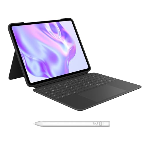 Logitech Combo Touch iPad Pro 13-inch (M4) (2024) Keyboard Case, Detachable Backlit-Midnight Black + Crayon Digital Pencil USB-C Ports Featuring No Lag Pixel-Precision, and Dynamic Smart Tip -Silver