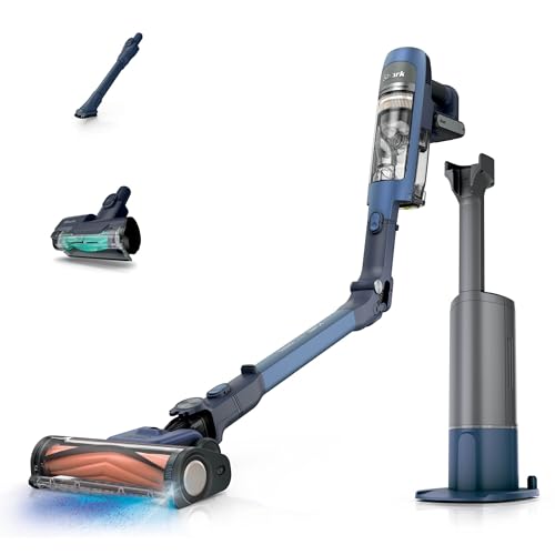 Shark Detect Speed Clean & Empty Pet Pro Akku-Staubsauger Reverse Clean bis zu 60 Minuten Laufzeit inklusive selbstentleerender Ladestation und Tierhaaraufsatz Salbeigrau IA3241EUT