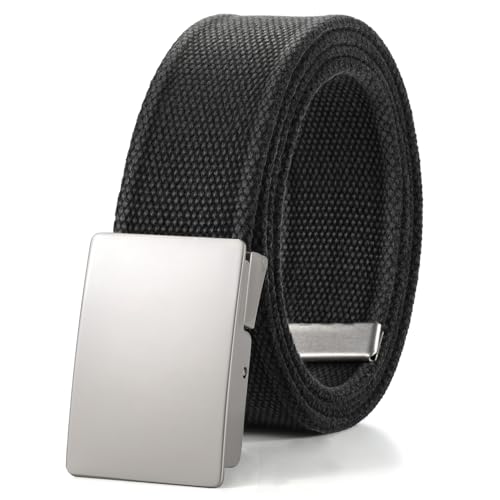 WHIPPY Nylon Web Belt for Men Black Military Flip-Top Buckle Fully Adjustable Cut to Fit Golf Belt