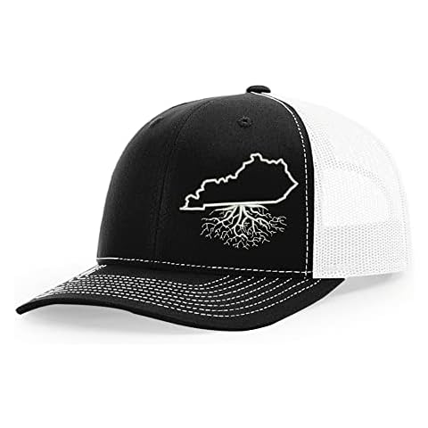 WYR Clothing - Snapback Hat with Kentucky Roots Design,Polyester Cotton Baseball Cap, Six-Panel Trucker Hats, Black & White Mesh Cover