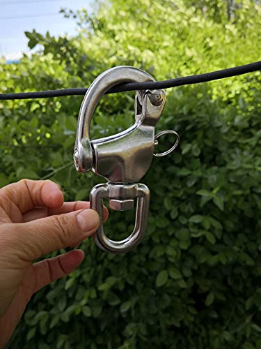 Marine Durable Stainless Steel Swivel Snap Shackles Quick Release Bail Sailing Rigging Shackles (5") #TOP6