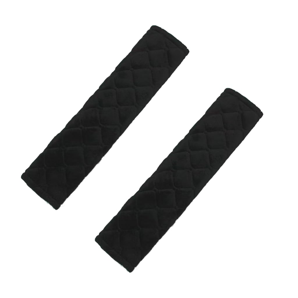 2 szt. nakładki na pasy samochodowe, czarne, 26,5 x 6,5 cm, miękkie pluszowe pasy samochodowe, tapicerka, ochraniacze na pasy samochodowe, tapicerka