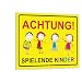 Produktbild XL Warnschild I Achtung Spielende-Kinder I Aluverbund-Schild I 40 x 30 cm groß I 3 mm Stark I mit UV Schutz-Laminat I Wetterfestes Hinweisschild I hin406