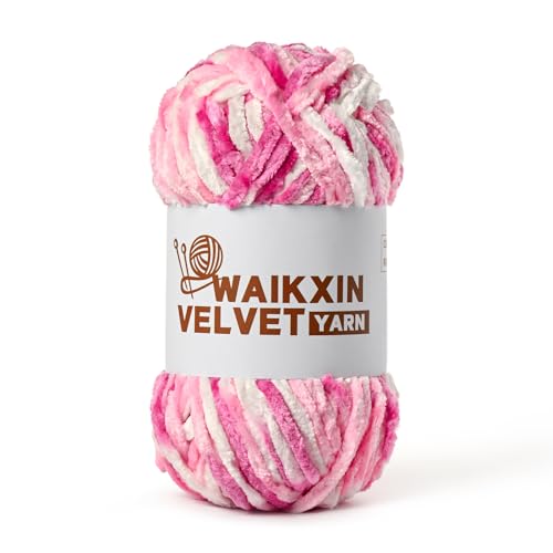 Image of Chunky Chenille Yarn for Crocheting, Baby Yarn for Crocheting Soft, Plush Velvet Yarns, 100g (87.4 yds) Fluffy Yarn for Crochet Amigurumi (Birthday Cake)