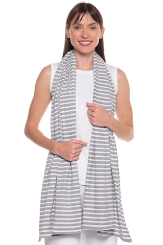 Coolibar Beach Shawl - UPF 50+ Sun Protection - Sanibel in Grey/White Stripe - Thumbnail 6