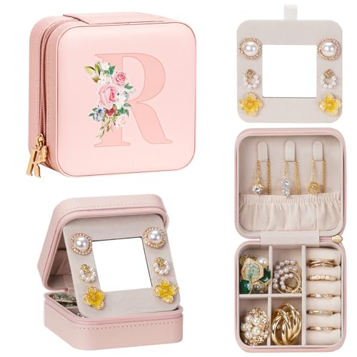 Enthralite Travel Jewelry Box for Girls: Traveling Jewelry Case Gift for Women - Mini Organizer for Necklaces Earrings Pink R