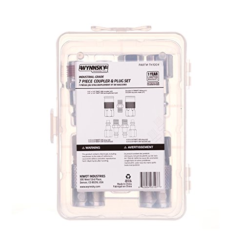 Wynnsky Air Tool Coupler And Plug Kit, 1/4 Inch Npt Fittings Industrial Type, 7 Piece W/Storage Case #TOP5