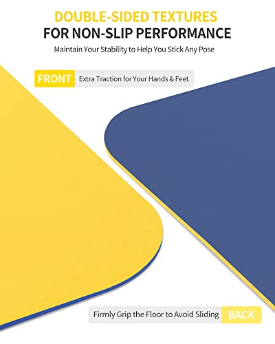 Cambivo Extra Thick Yoga Mat For Women Men Kids, 1/3 & 1/4 & 2/5 Inch, 72" X 24" Tpe Yoga Mats With Carrying Strap For Yoga, Pilates And Floor Exercises (Yellow+Blue, 1/4") #TOP1