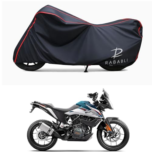 Image of Waterproof Bike Body Cover Compatible for | KTM 250 Adventure STD | Taffeta Fabric, Red Piping Design, Bottom Elastic Fit | Dustproof, Sun UV & Rain Protection for All Bikes