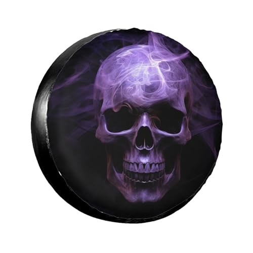LOJAOGON Purple Skull Print Spare Tire Cover Wheel Protectors Dust-Proof Wheel Tire Cover Fit Trailer, Rv, Sand Many Vehicle 17inch