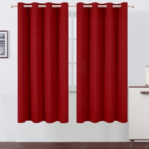 Image of LEMOMO Blackout Curtains 66 x 72 Inch Long Red Curtains Set of 2 Panels Room Darkening Curtains for Bedroom and Living Room