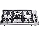 34 Inch Gas Cooktop Stainless Steel 5 Burners Stovetop Dual Fuel Gas Stove Convertible NG/LPG Gas Ho