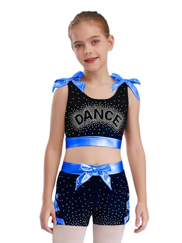 Kids Girls Color Block Gymnastics Dance Sports Set Sleeveless Vest with Shorts for Dance