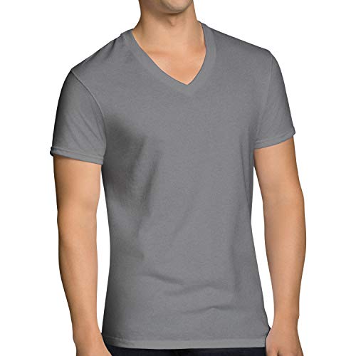 Fruit Of The Loom Mens Stay Tucked V-Neck T-Shirt Underwear, Extended Sizes - Black/Grey 6 Pack, Xx-Large Us #TOP1