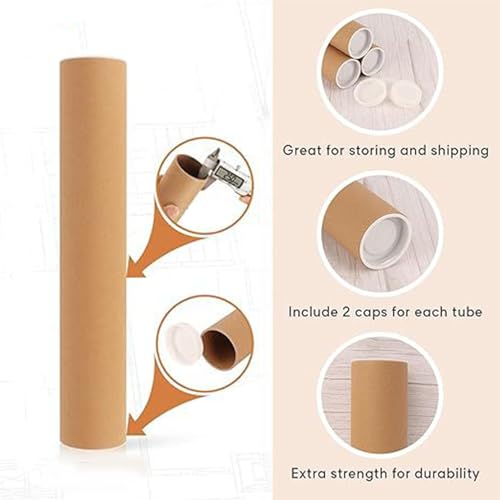 12 Pack Mailing Röhren mit Kappen, Kraftpapier Poster Tube, Heavy Duty Mailers Poster Tube Verpackung, Versandkarton für Mailing, Lagerung von Blaupausen, Kunstwerke,