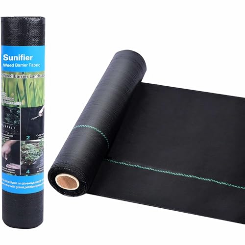 Sunifier Weed Barrier Landscape Fabric Heavy Duty，Garden Fabric Weed Barrier，Black