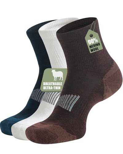 Image of 90% Merino Wool Socks for Men Athletic Ankle Socks for Women with Arch Support Breathable Soft Wool Ankle Socks,3 Pairs