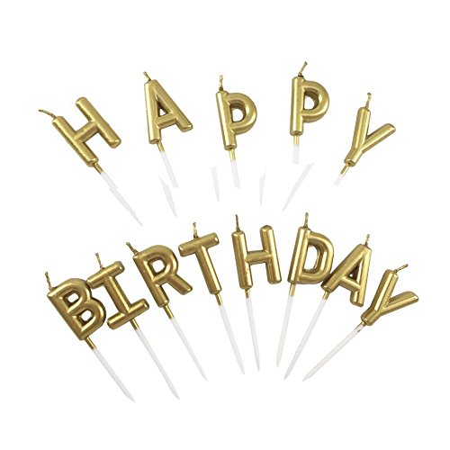 Best Svan Happy Birthday Letter Cake Candles, Gold