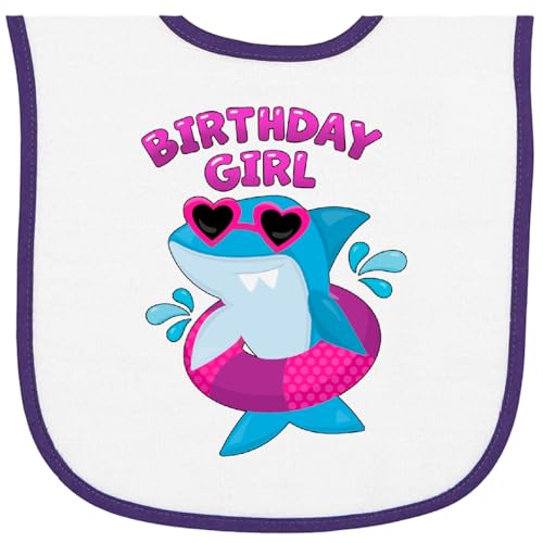 inktastic Birthday Girl- Shark Pool Party Baby Terry Cloth Bib