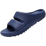 Women's Recovery Slide Sandals with Orthopedic Arch Support Soft Cloud Sandals Reduce Feet Stress, Navy, 5-6 Women/4-5 Men