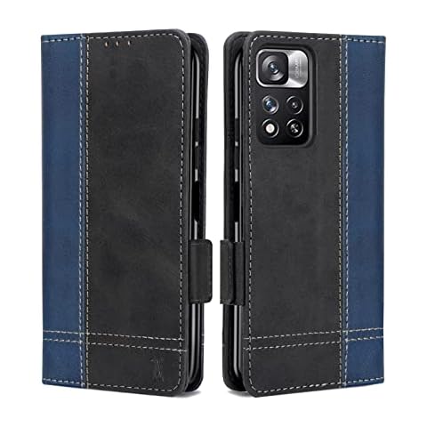 Xiaomi Redmi Note 11 Pro+ 5G Phone Case, Magnetic Flip Leather Wallet Book Premium Case, Slim TPU Bumper Silicone Folio Stand Cover, Shockproof Protective Case for Redmi Note 11 Pro Plus 5G blue Cover