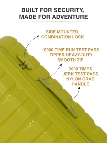 Image of Teakwood MA Trolley Bag, Hard with Zipper Closure, Adjustable Push Button & Cross Side Strap, Number Lock System 360 Degree (Lime Green, Set of 3)