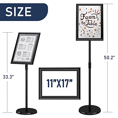Mayyol Adjustable Sign Holder 11 X 17 Inch Stand - Poster Floor Heavy Duty Pedestal Display Holder, Vertical And Horizontal Sign Displayed, Aluminum Sign Standing Holders For Outdoor Indoor, Black #TOP2