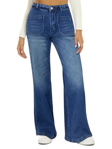 HDLTE Women Wide Leg Jeans High Waist Baggy Jean Loose Boyfriend Jeans Denim Pants Y2K