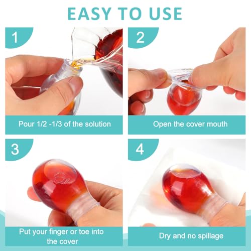 Image of HANNEA 4Pcs Finger Soaking Cups, Waterproof Finger Protector for Recovery and Treatment, Reusable Silicone Finger Cover for Soaking, Wound Care, and Nail Treatment, Szie L