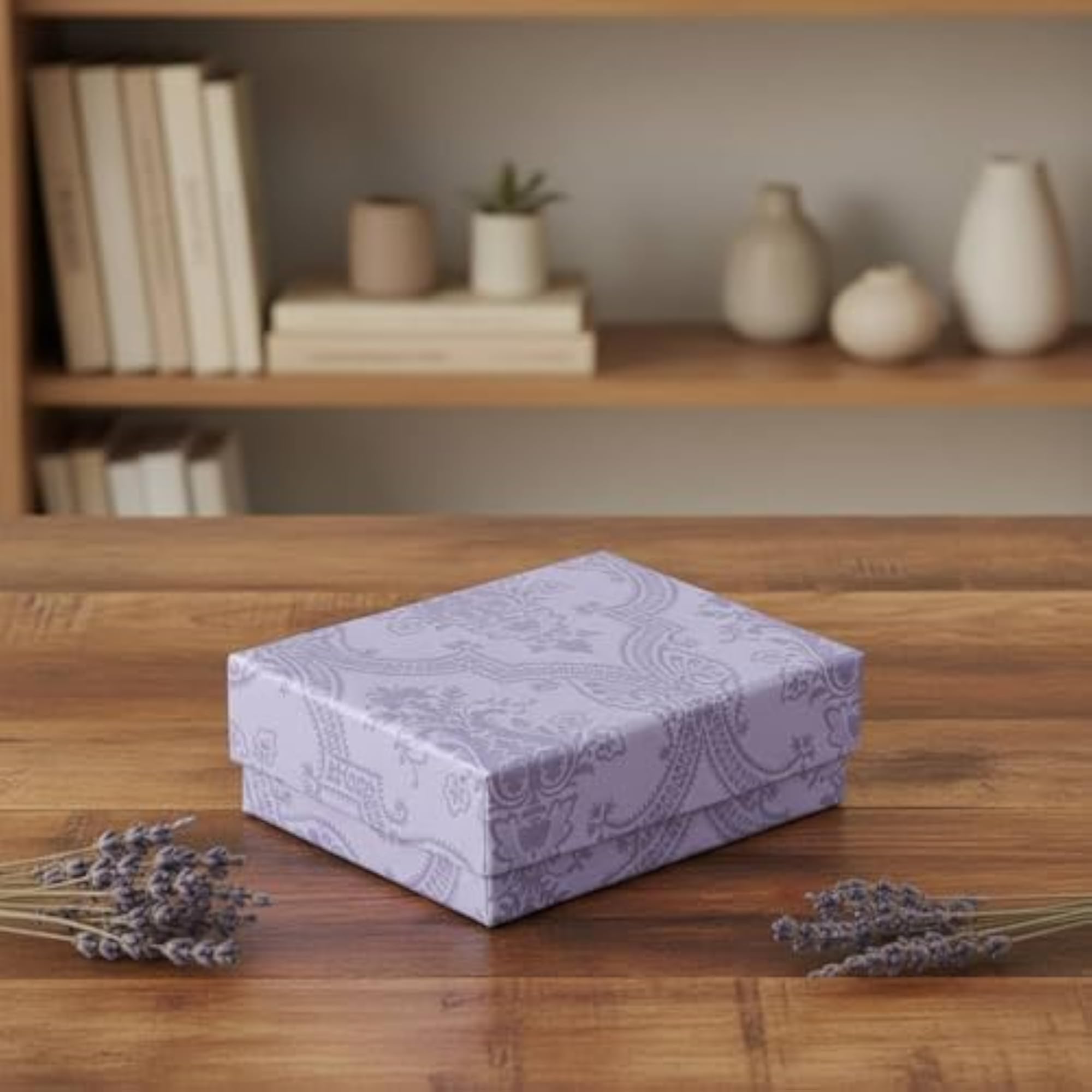 Lift-Removable Lid Lavender Jewelry Box, Gift Box