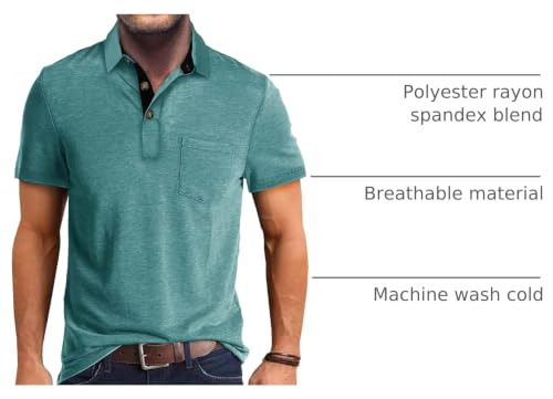 Camisetas Polo para Hombre, Manga Corta, Informales, Clásicas, Básicas, con 3 Botones y Bolsillo, para Verano miniatura 4