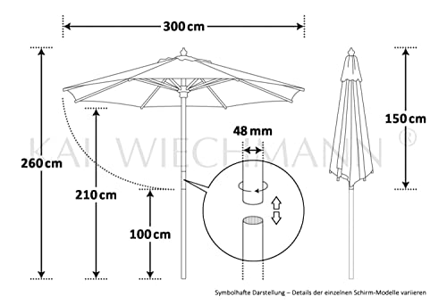 Sonnenschirm 300 cm mit UV-Schutz und Windauslass