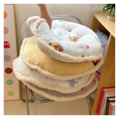 Cojín de asiento de coche de invierno con forro polar leche redondo Bear Biscuit Blue 8