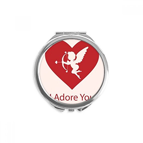 Miroir de poche Saint-Valentin Je vous adore : le cadeau romantique rouge et rond