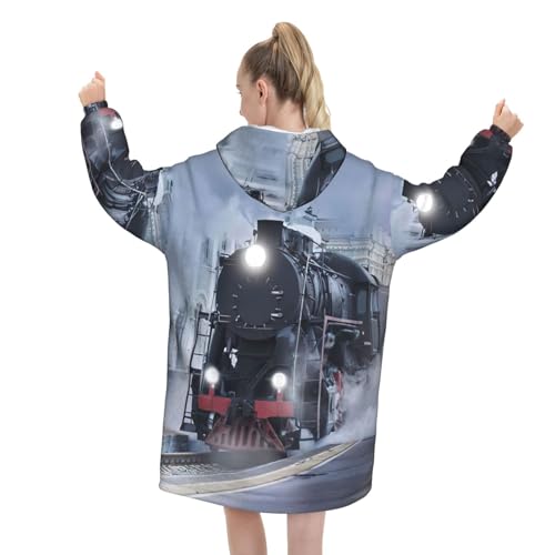 Couverture à capuche train coucher de soleil, le cadeau idéal pour femme - 3