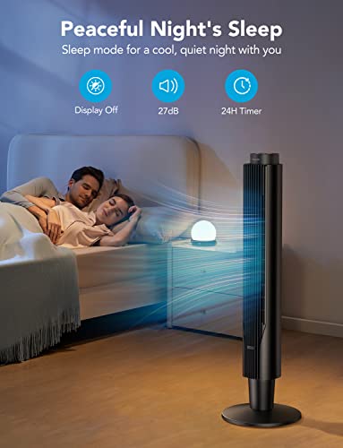 Govee Life 42 Inch Smart Tower Fan, 25Ft/S Wifi Fan With Aromatherapy Diffuser And Temperature Sensor, Oscillating Fan With 8 Speeds 4 Modes, 24H Timer Fan Tower, 27Db Quiet Floor Fan For Bedroom #TOP4