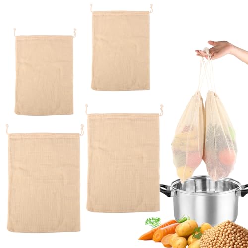 LWMTT 4 Piezas Mallas de Cocción de Algodón Mallas de Cocción Reutilizables Malla Garbanzos de 30x25cm 2 piezas 40x30cm 2 Piezas Aptas para Cualquier Tipo para Cocinar Garbanzos Legumbres Verduras