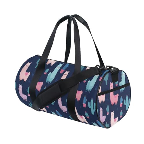 Alpaca Llama Sports Duffel Bag Large Barrel Gym Bag with Full Print Design, Adjustable Strap Spacious Storage for Workout Training Outdoor Activities and Weekend Trips3