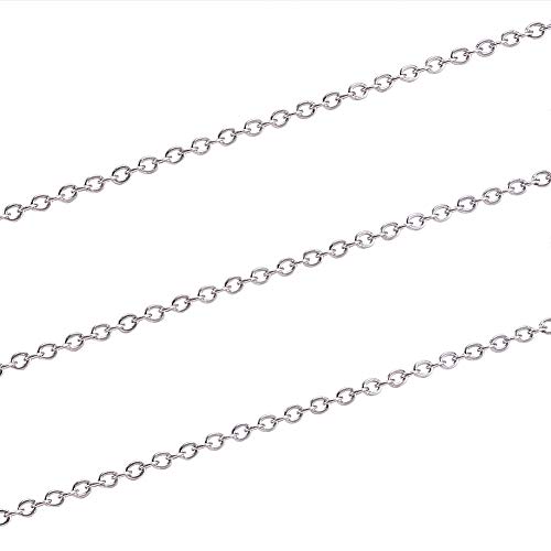Liqunsweet 82Ft (25M) 304 Stainless Steel Hypoallergenic Metal Flat Cross Cable Linking Chains Soldered With Spool In Bulk For Jewelry Necklace Bracelet Earrings Making - 2X1.5Mm #TOP1
