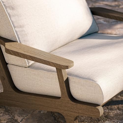Modway Saratoga Teak Outdoor Lounge Chair in Weathered Gray Pebble – Oversized Patio Accent Armchair with Wood Frame and Weather-Resistant Cushions by Modway - Image 5