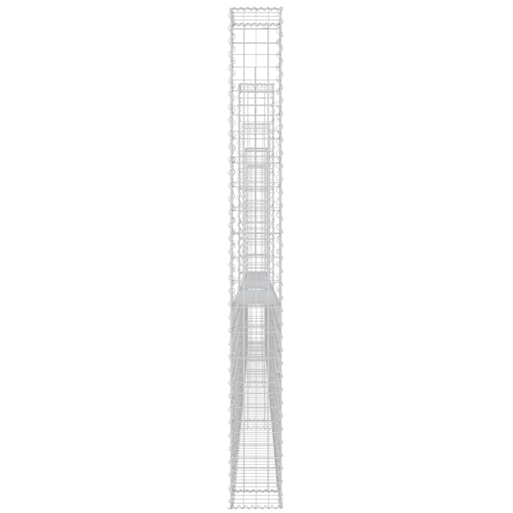 vidaXL Cesta de Gaviones Forma de U 6 Postes Pared Muro Cerca de Alambre Valla Jardín Patio Terraza Balcón Decoración de Hierro 620x20x200 cm