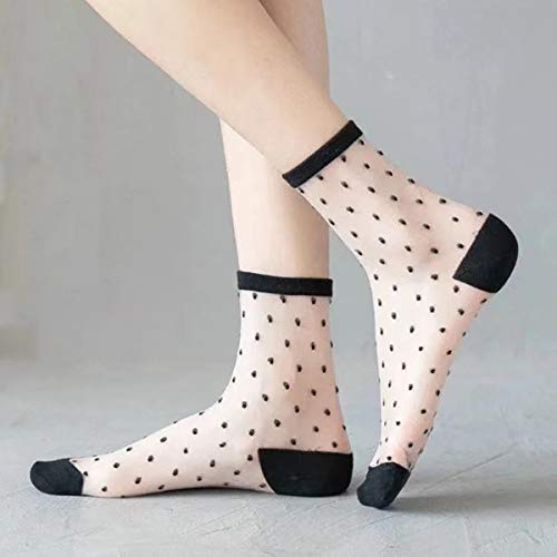 Image of DXYAKY Sheer Mesh Transparent Socks for Women Ultra-thin Lace Fishnet See Through Ankle Novelty Casual Floral Socks