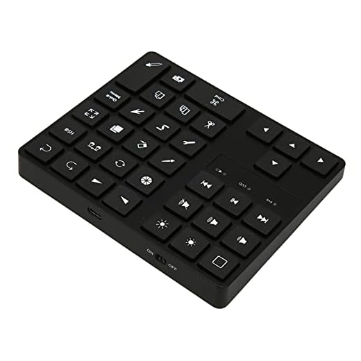 Jectse Teclado para Procreate, 35 teclas, 10 m, edición de fotos con una mano, teclado de dibujo Bluetooth recargable, diseño ergonómico