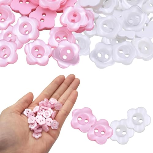 100 psc Baby Buttons for Cardigans Assorted Color Buttons for Baby Cardigans Pink White Adorable Flower Shaped Babies Button for Knitting Clothes Sweaters Hats Ideal for Babies Shower Gifts